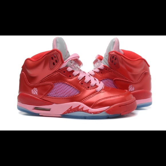 red and pink jordan 5